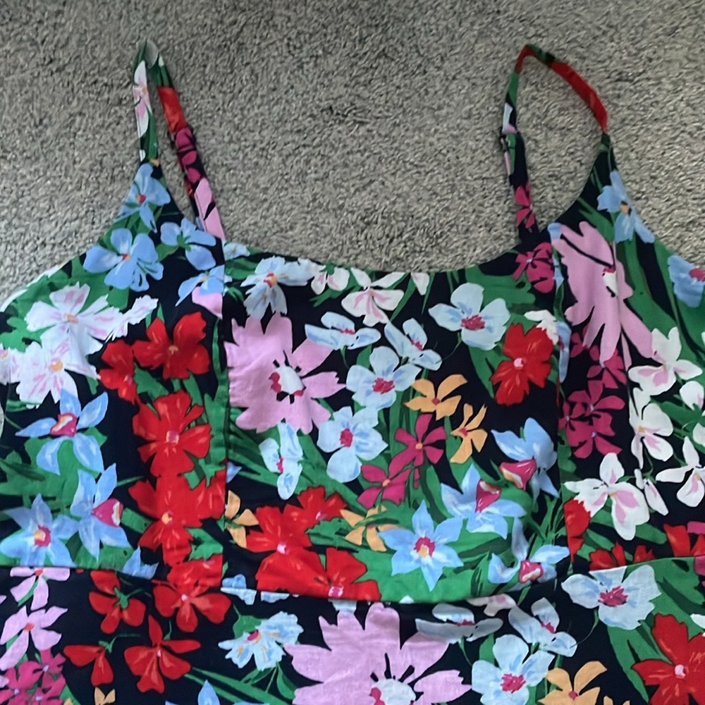 Linen Blend Summer Dress - Old Navy XXL Petite Dress Tropical Floral Pockets - Picture 4 of 8